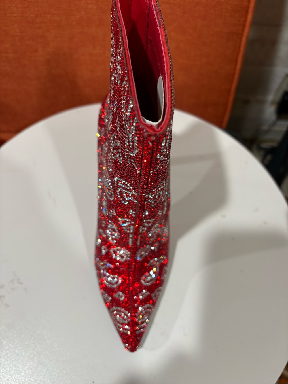 Steve Madden Red Crystal Paisley Stiletto Booties - Picture 12 of 13